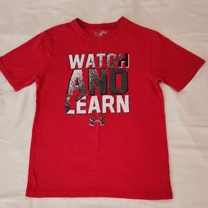 Under Armour Vibrant Red Tee with Bold Graphic.  Size YM